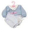 Outfit für Antonio Juan Puppe 40-42 cm - Gestreifter Strampler mit hellblauer Jacke und Kapuze