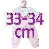 Antonio Juan Puppe 33-34 cm Outfit - Rosa-weißer Pyjama mit Hut