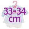 Antonio Juan Puppe Outfit 33-34 cm - Blau-weißes Sechsecke Kleid mit blauer Jacke