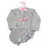 Outfit für Antonio Juan Puppe 40-42 cm - Bedruckter Strampler mit grauem Hut und Jacke