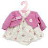 Antonio Juan Puppenoutfit 33-34 cm - Kleid mit Vögeln bedruckt und rosa Jacke