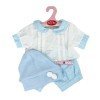 Antonio Juan Puppe Outfit 40-42 cm - Gepunktetes blaues Kleid mit Hut