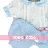 Antonio Juan Puppe Outfit 40-42 cm - Gepunktetes blaues Kleid mit Hut