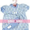 Antonio Juan Puppe Outfit 40-42 cm - Kleid mit blauen Quadraten und Hut