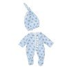 Outfit für Así Puppe 28 cm - Hellblauer Pyjama mit Sternen und Hut für Gordi