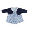 Outfit für Así Puppe 36 cm - Blaues Blumenkleid mit Jacke für Guille