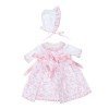 Outfit für Así Puppe 36 cm - Langes Kleid mit rosa Blumen und Hut, für Koke