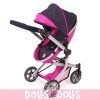 Mika Kinderwagen 74,5 cm umbaubar zum Kinderwagen für Puppen - Bayer Chic 2000 - Fuchsia und Navy mit Tupfen