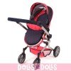 Mika Kinderwagen 74,5 cm umbaubar zum Puppenwagen - Bayer Chic 2000 - Navy-Coral mit Polka Dots