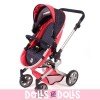 Mika Kinderwagen 74,5 cm umbaubar zum Puppenwagen - Bayer Chic 2000 - Navy-Coral mit Polka Dots