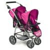 Vario twin Kinderwagen 79 cm für Puppen - Bayer Chic 2000 - Fuchsia und Navy mit Tupfen