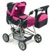 Road Star Puppenwagen 85 cm - Bayer Chic 2000 - Fuchsia und Navy mit Tupfen