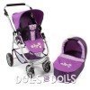 Emotion 2 in 1 Puppenwagen 77 cm - Stuhl- und Babywannenkombination - Bayer Chic 2000 - Kariert und lila mit Schmetterling