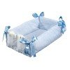 Ergänzungen für Así-Puppe - Kinderbett-Wechsler mit zwei Taschen in blau-weißem Paisley