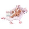Ergänzungen für Así-Puppe - Kinderbett-Wechsler mit zwei Taschen in rosa-weißem Paisley