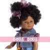 D'Nenes Puppe 34 cm - Afroamerikanische Marieta mit bedrucktem Kleid