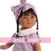 D'Nenes Puppe 34 cm - Asiatische Marieta mit Blumen bedrucktem Kleid