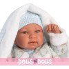 Llorens Puppe 44 cm - Neugeborenes Weinendes Tino mit blauer Decke