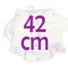 Kleidung für Llorens Puppen 42 cm - Blau bedrucktes Outfit mit weißer Jacke und Stiefeletten