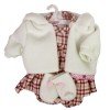 Kleidung für Llorens-Puppen 42 cm - Quadratisches bedrucktes Outfit mit weißer Jacke und Stiefeletten