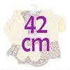 Kleidung für Llorens Puppen 42 cm - Blumen bedrucktes Outfit mit gelber Jacke und Stiefeletten