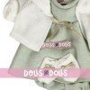 Kleidung für Llorens Puppen 42 cm - Grün bedrucktes Outfit mit weißer Jacke und Stiefeletten