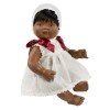 Así Puppe 36 cm - Sammy mit beigem Plumeti-Kleid mit kastanienbraunen Schnürsenkeln