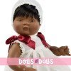 Así Puppe 36 cm - Sammy mit beigem Plumeti-Kleid mit kastanienbraunen Schnürsenkeln