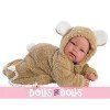 Llorens Puppe 44 cm - Schreiender Bebo Teddybär