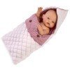 Ergänzungen für Así Puppe 36 cm - Mittlerer rosa Schlafsack mit weißen Sternen