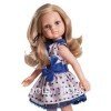 Paola Reina Puppe 32 cm - Las Amigas - Carla mit rosa-blauem Kleid mit Tupfen