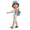 Paola Reina Puppe 32 cm - Las Amigas - Cris mit kariertem Overall, Rucksack und Hut