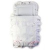 Weißer Fußsack mit Spitzeneinfassung mit gestickten rosa Kreisen für Arrue und Bebelux Puppenwagen