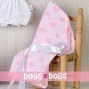 Outfit für Así-Puppe 20 cm - Weißer Strampler und rosa Sterne Decke für Bomboncín-Puppe