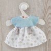 Outfit für Así-Puppe 20 cm - Blaues Strickkleid und weißes und graues Piqué-Kleid für Cheni-Puppe