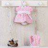 Outfit für Así Puppe 28 cm - Weißes Blumen bedrucktes rosa Kleid mit Kapuze für Gordi