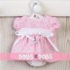 Outfit für Así Puppe 28 cm - Weißes Blumen bedrucktes rosa Kleid mit Kapuze für Gordi