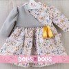 Outfit für Así Puppe 46 cm - Grau-rosa Blumenkleid für Noor Puppe