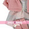 Kleidung für Llorens Puppen 33 cm - Quadrate bedrucktes Outfit mit rosa Jacke und Stiefeletten