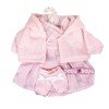 Kleidung für Llorens Puppen 33 cm - Rosa bedrucktes Outfit mit rosa Jacke und Stiefeletten