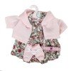 Kleidung für Llorens Puppen 33 cm - Blumen bedrucktes Outfit mit hellrosa Jacke und Stiefeletten