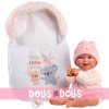 Llorens Puppe 38 cm - Chloe lächelt mit einem rosa Schlafsack