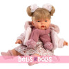 Llorens Puppe 38 cm - Weinende Joelle in einem rosa Blumenkleid und einer Jacke