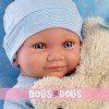 Llorens Puppe 40 cm - Neugeborenes Nico mit hellblauem Kissen mit Teddybär