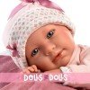 Llorens Puppe 40 cm - Weinendes Mimi Neugeborenes mit Babytrage
