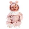 Llorens Puppe 44 cm - Neugeborene Tala lächelt mit rosa Teddybär-Pyjama