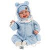 Llorens Puppe 44 cm - Neugeborene Talo lächelt mit blauem Teddybär-Pyjama