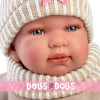 Llorens Puppe 44 cm - Weinendes Tina Neugeborenes mit einem beigen Body mit Fuchsmuster
