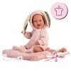 Kleidung für Llorens Puppen 42 cm - Pinkes Strampler-Set mit Mütze, Socken und Jacke