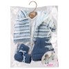 Kleidung für Llorens Puppen 42 cm - Bodysuit mit Elefantenmuster und blauer Jacke und Mütze